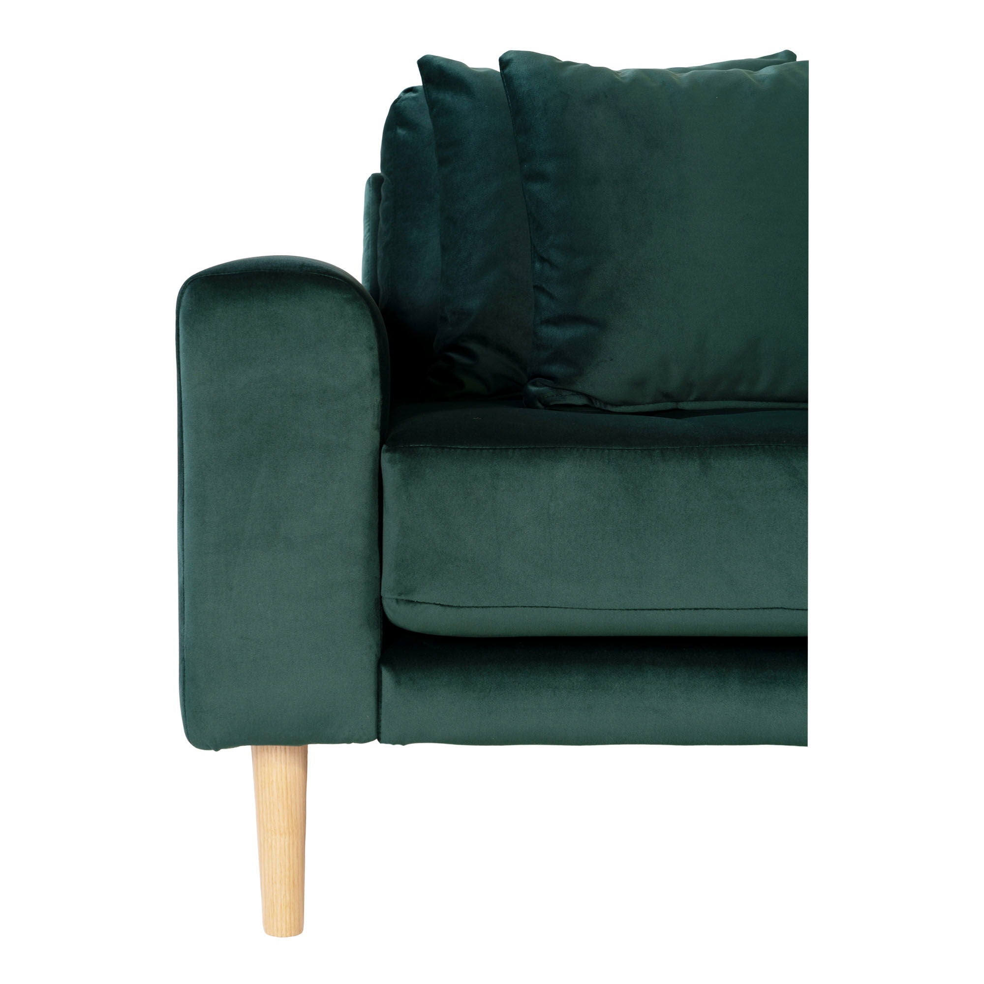 Lido – Ecksofa rechtsseitig, Samt, mit 4 Kissen, 290×170/92×76 cm